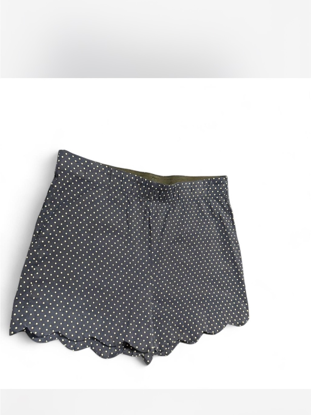 ANDREE BY UNIT Navy Polka Dot Scalloped High-Waist Shorts